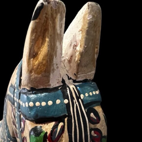 Vintage Large Folk Art Hand-Carved and Hand Painted Wooden Horse on Wheels 13.5H - Picture 8 of 15